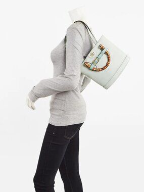Gucci Light Green Leather Small Diana Tote Bag